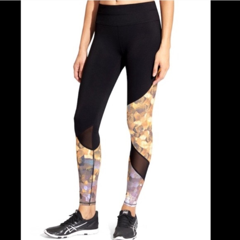 Athleta Asym Mesh Printed Leggings tight